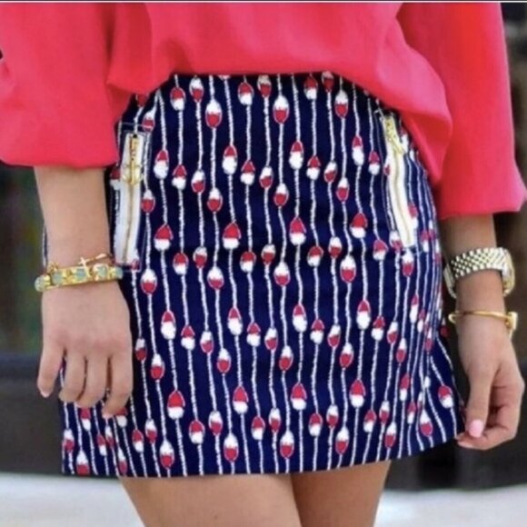 Lilly Pulitzer Navy and Red Mini Skirt - Picture 1 of 13